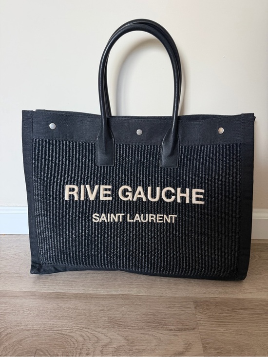 Saint Laurent Handbags - Saint Laurent Black Tote with Cream Logo Embroidery